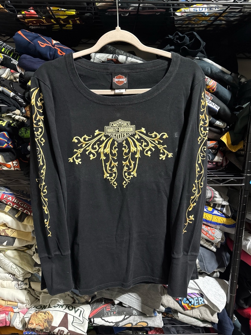 Vintage Harley Davidson Women’s Royal Gold Longsleeve Shirt Size Xl
